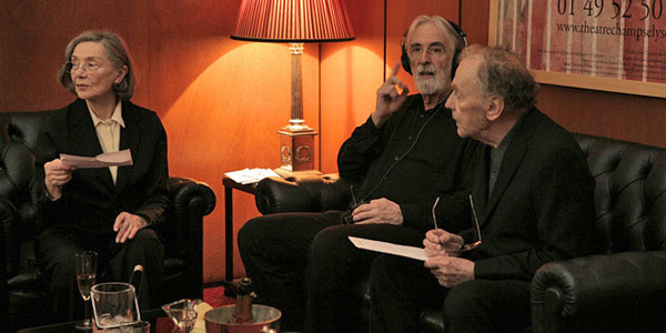 Michael Haneke met de acteurs