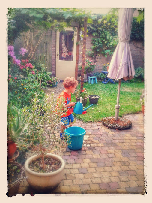 Noah geeft nauwkeurig de plantjes water